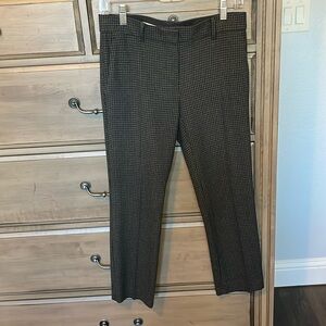 Ann Taylor 2P straight leg slacks, dark gray herringbone